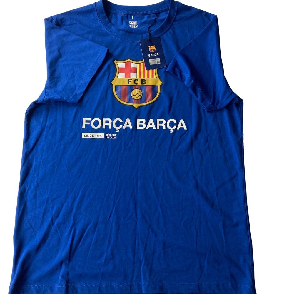 FC Barcelona T-Shirt Men’s Large Blue Força Barça Soccer Futbol Graphic NWT - Picture 10 of 13